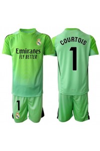 Real Madrid Thibaut Courtois #1 Maalivahti Jalkapallovaatteet Lasten Vieraspeliasu 2025-26 Lyhythihainen (+ Lyhyet housut)